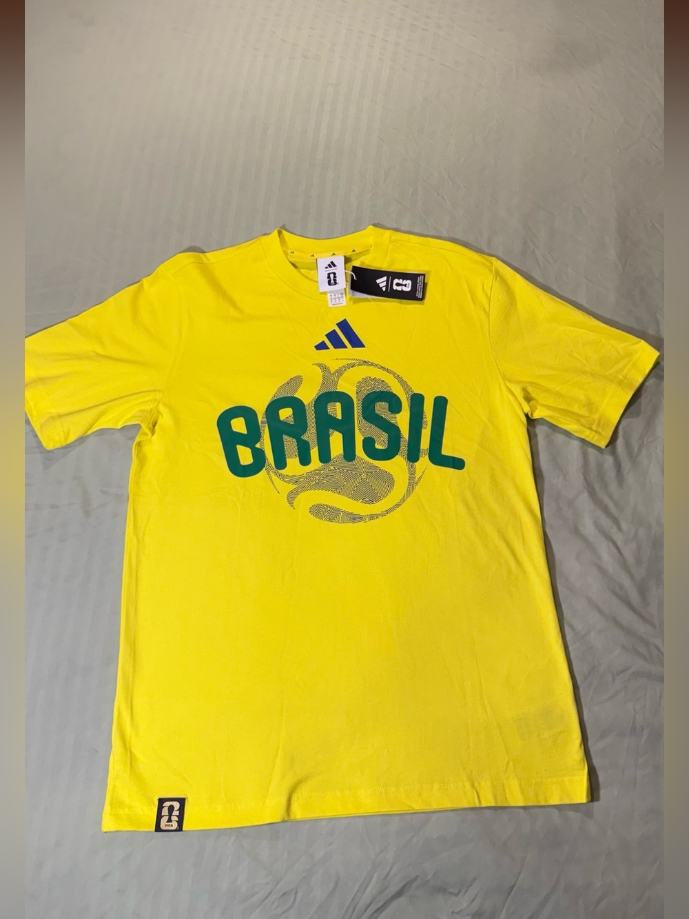 adidas Yellow 'BRASIL' Graphic Short Sleeve Tee